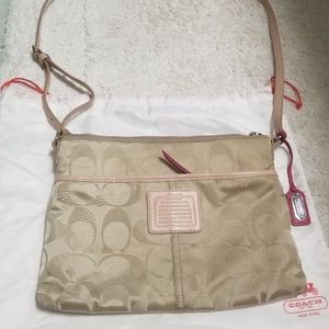 Coach Legacy Nylon Shoulder Bag Crossbody in Beige